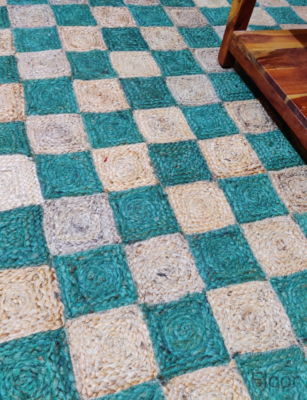 green checkered rug