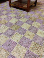 purple checkered rug