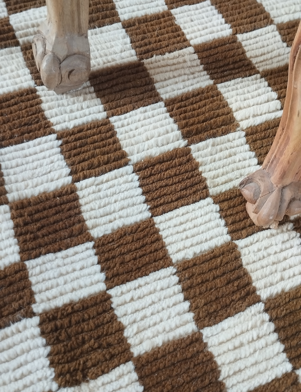 checkered rug brown