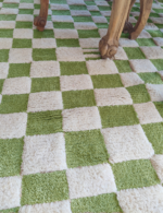 checkered rug green