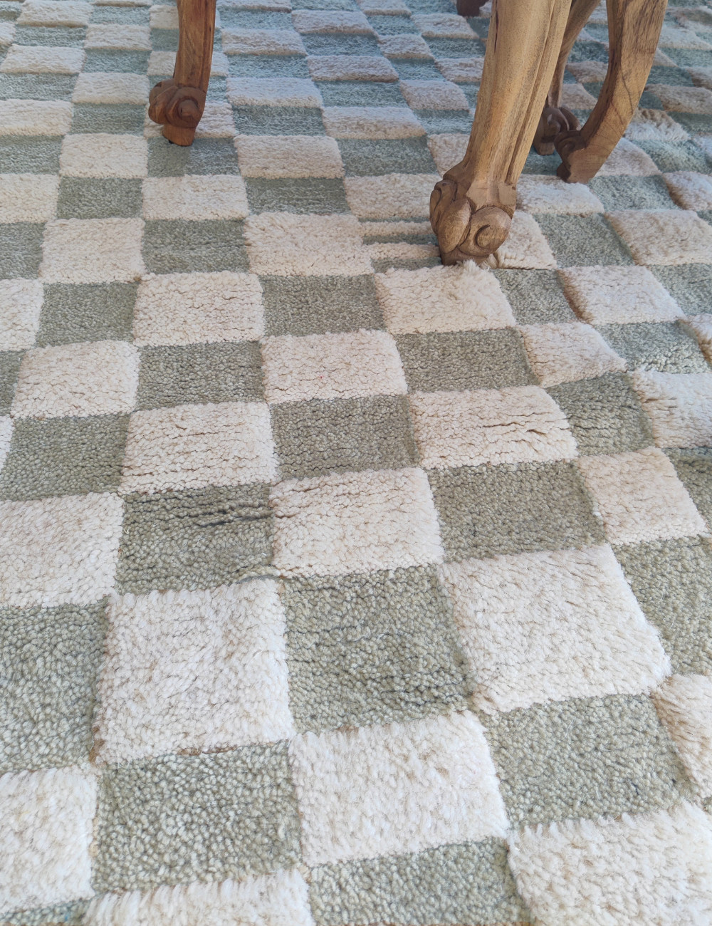 gray and white checkered rug