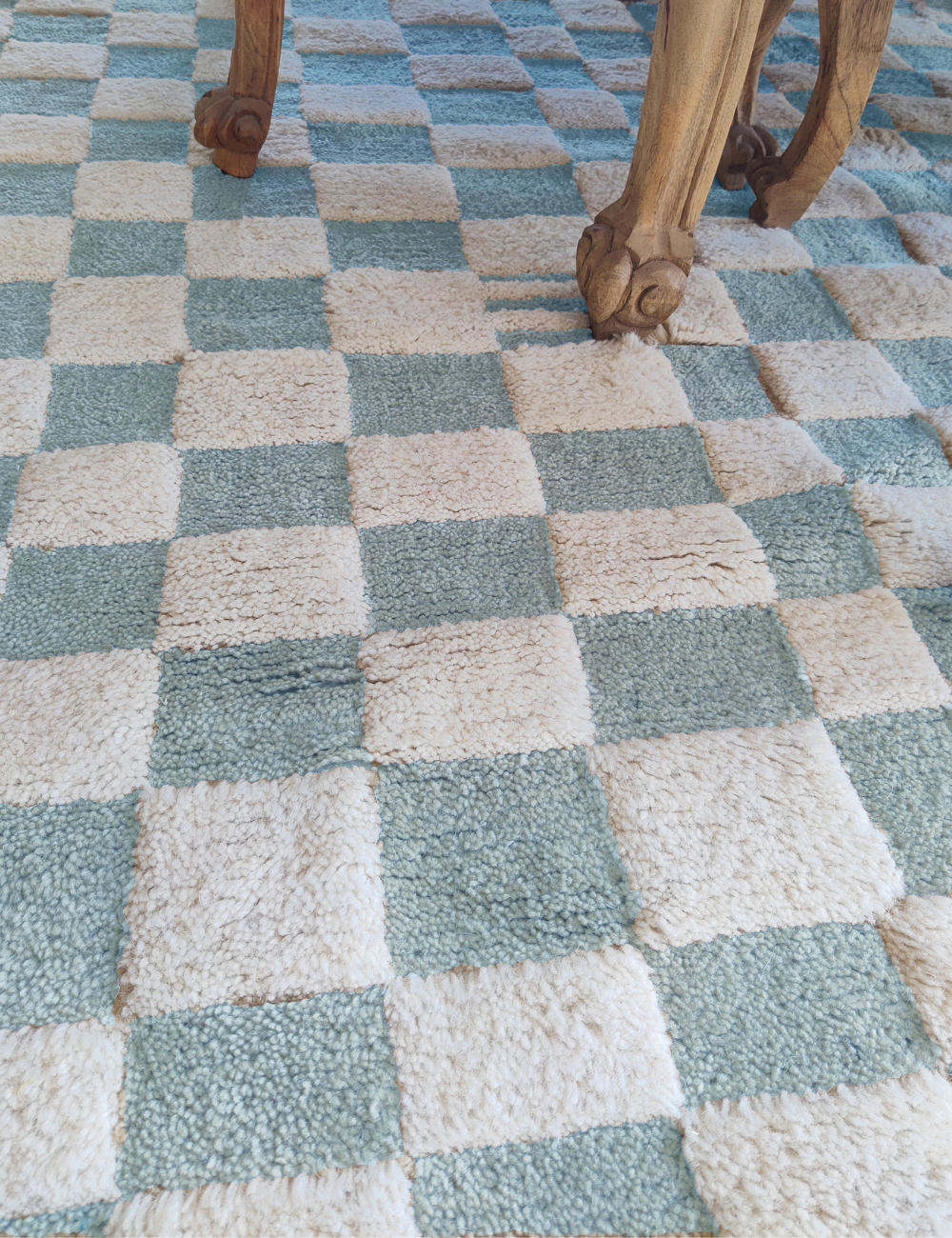 checkered rug living room