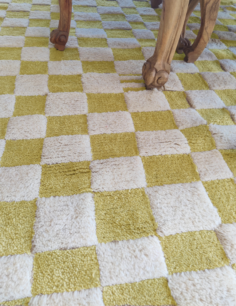 yellow checkered rug