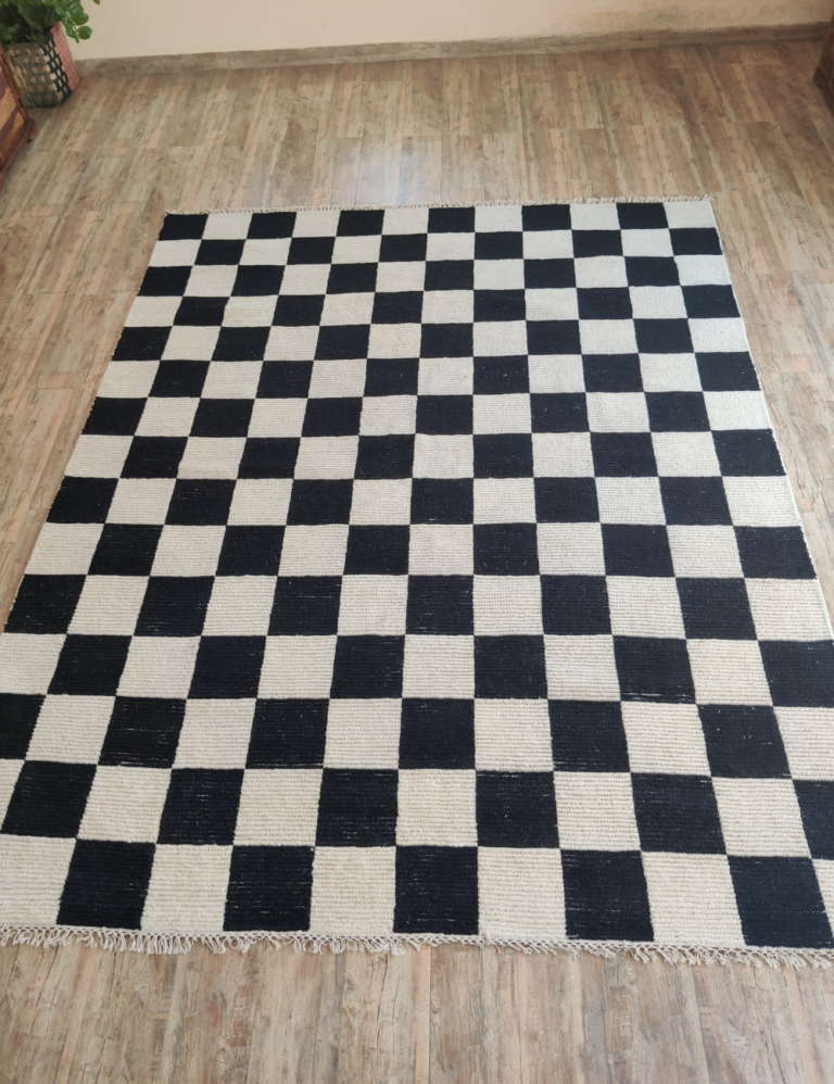 black white moroccan rug