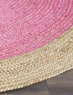 pink jute round rug