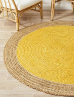 yellow braided rug